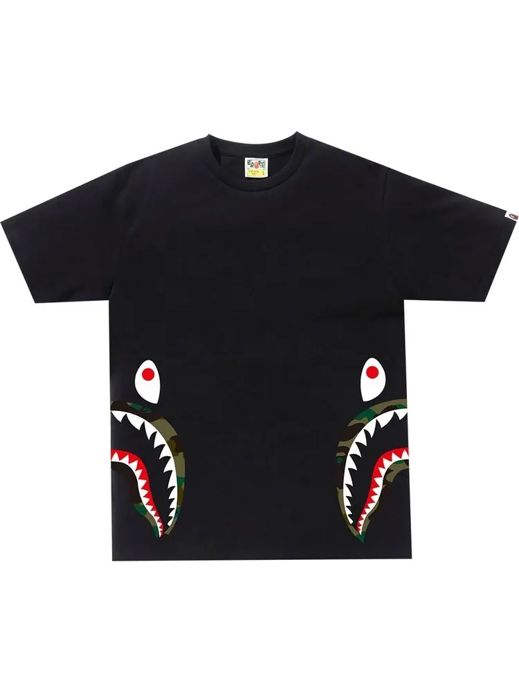 Футболка BAPE 1st Camo Side Shark Tee 'Black/Green' — изображение 1 из 1, черный