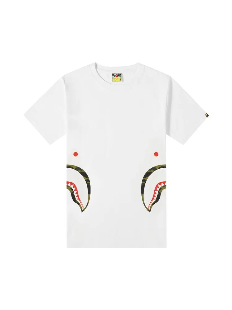 Футболка BAPE 1st Camo Side Shark Tee 'White/Green' — изображение 1 из 1, белый