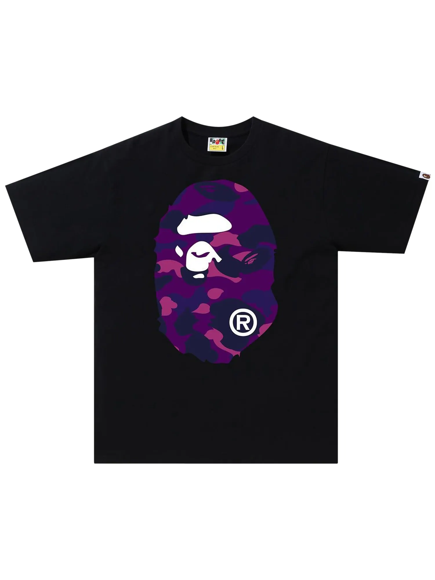 Футболка BAPE Color Camo Big Ape Head — изображение 1 из 2, черный/фиолетовый
