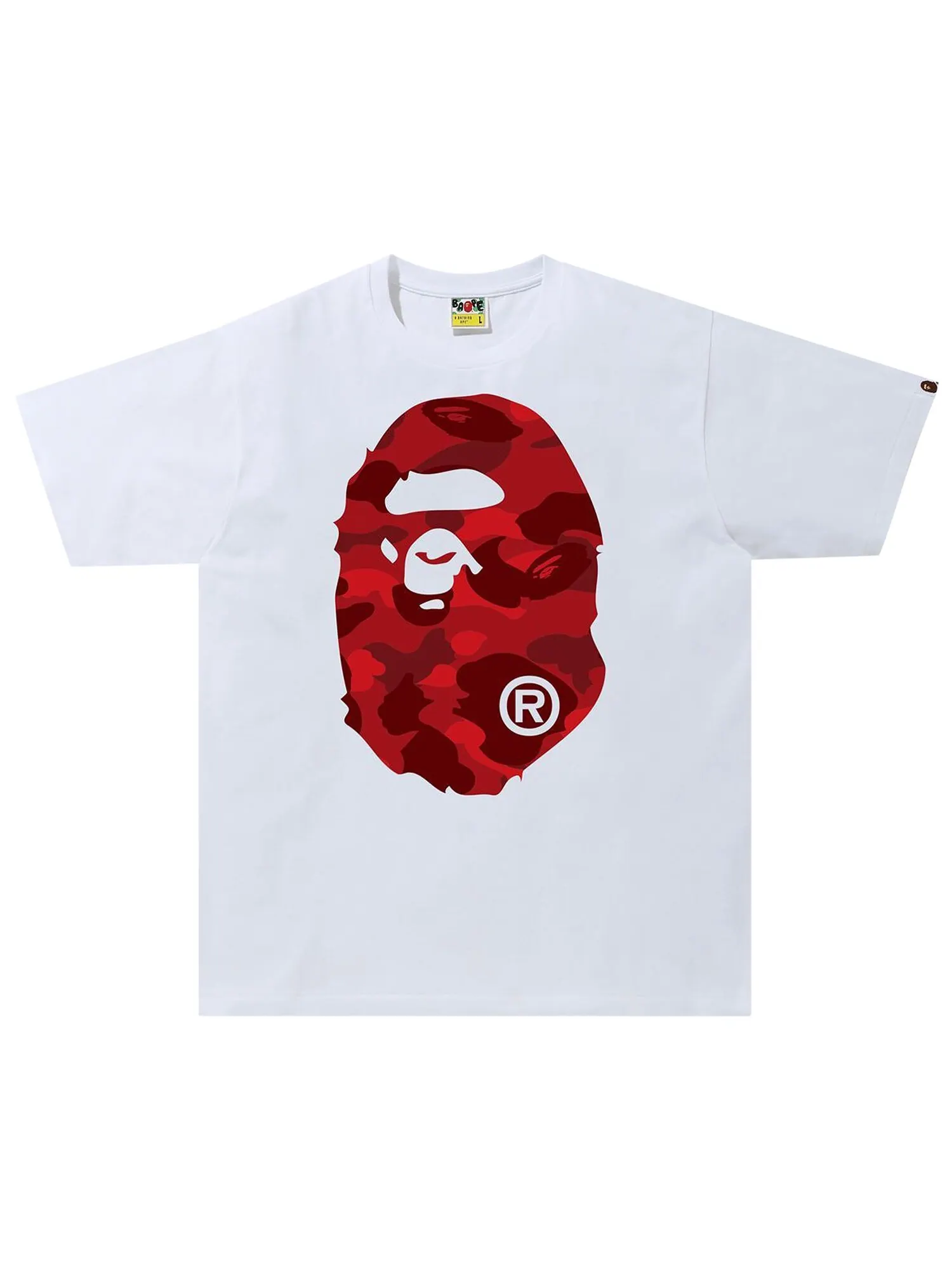 Футболка BAPE Color Camo Big Ape Head — изображение 1 из 2, белый/красный