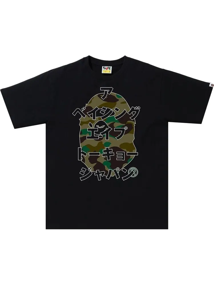 Футболка BAPE 1st Camo Bape Katakana Tee 'Black/Green' — изображение 1 из 1, черный