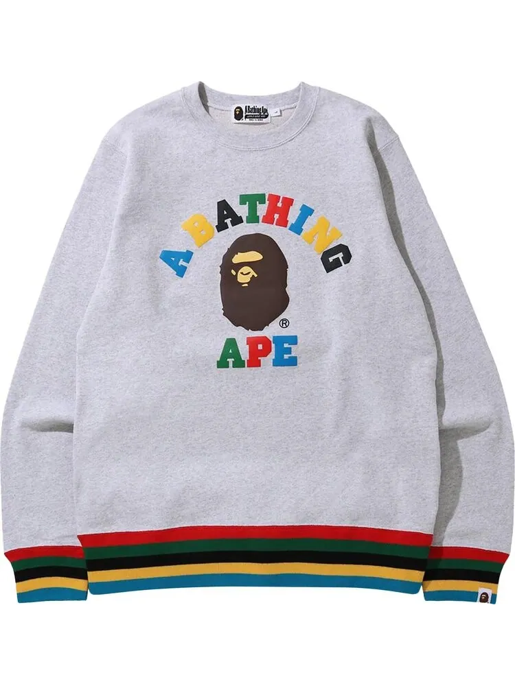 Толстовка BAPE College Line Rib Crewneck 'Grey' — изображение 1 из 1, серый