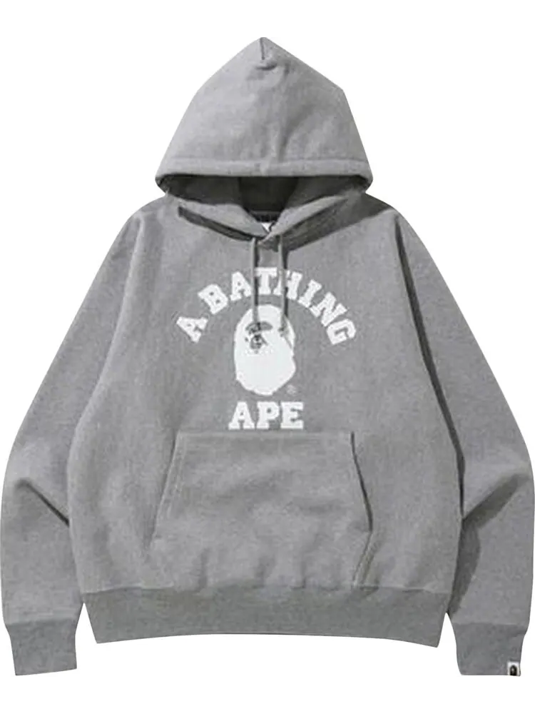 Худи BAPE Relaxed Classic College Pullover Hoodie 'Grey' — изображение 1 из 1, серый