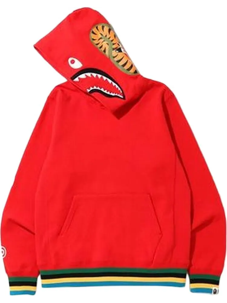 Худи BAPE Shark Line Rib Pullover Hoodie 'Red' — изображение 2 из 2, красный
