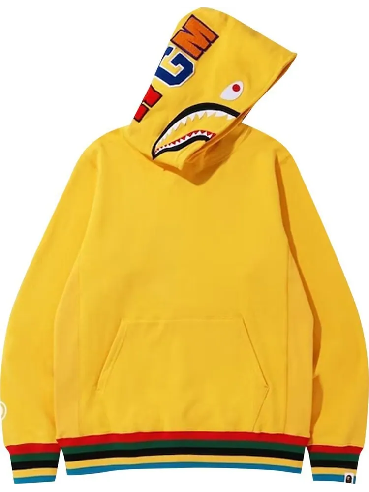 Худи BAPE Shark Line Rib Pullover Hoodie 'Yellow' — изображение 1 из 1, желтый