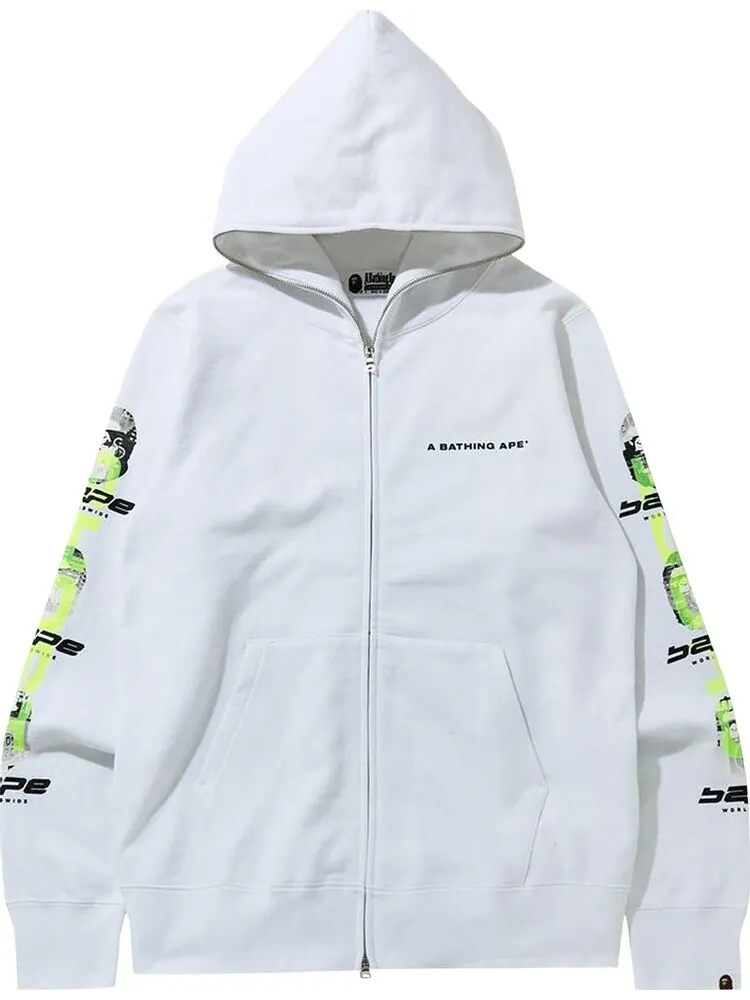 Худи BAPE Ghost Full Zip Hoodie 'White' — изображение 1 из 1, белый
