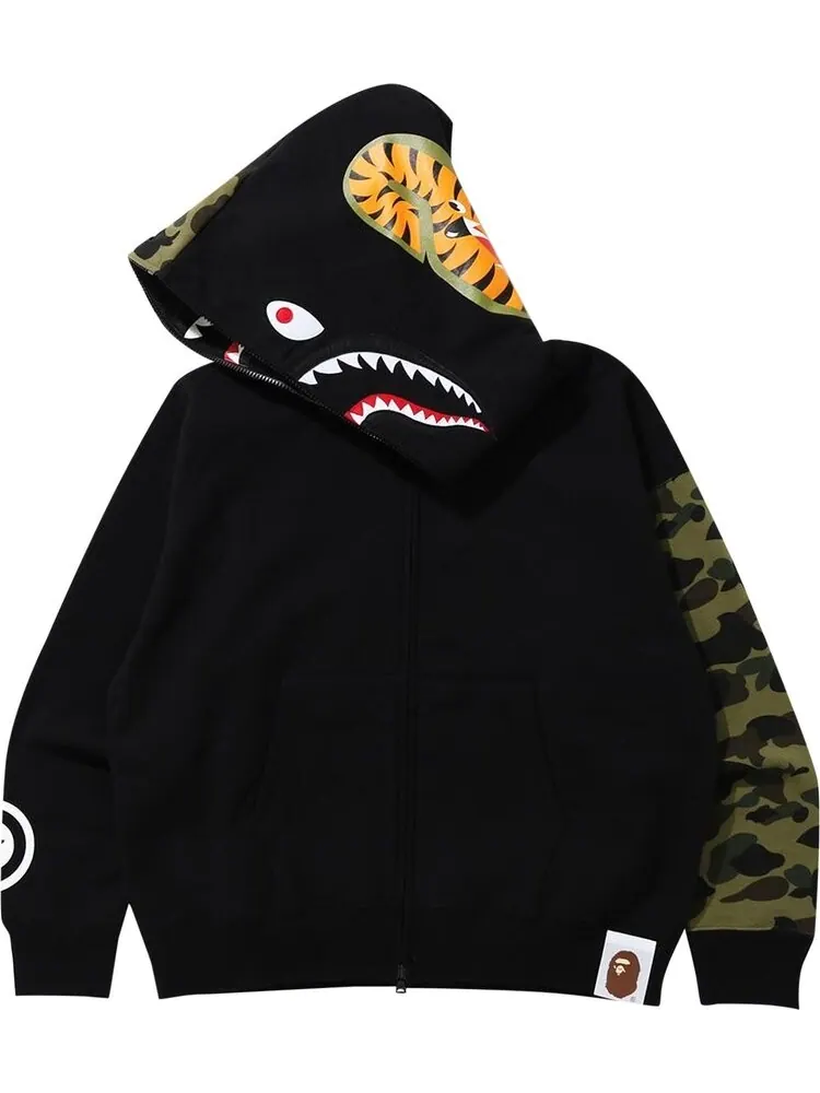 Худи BAPE Giant Shark Full Zip Hoodie Black — изображение 2 из 3, черный