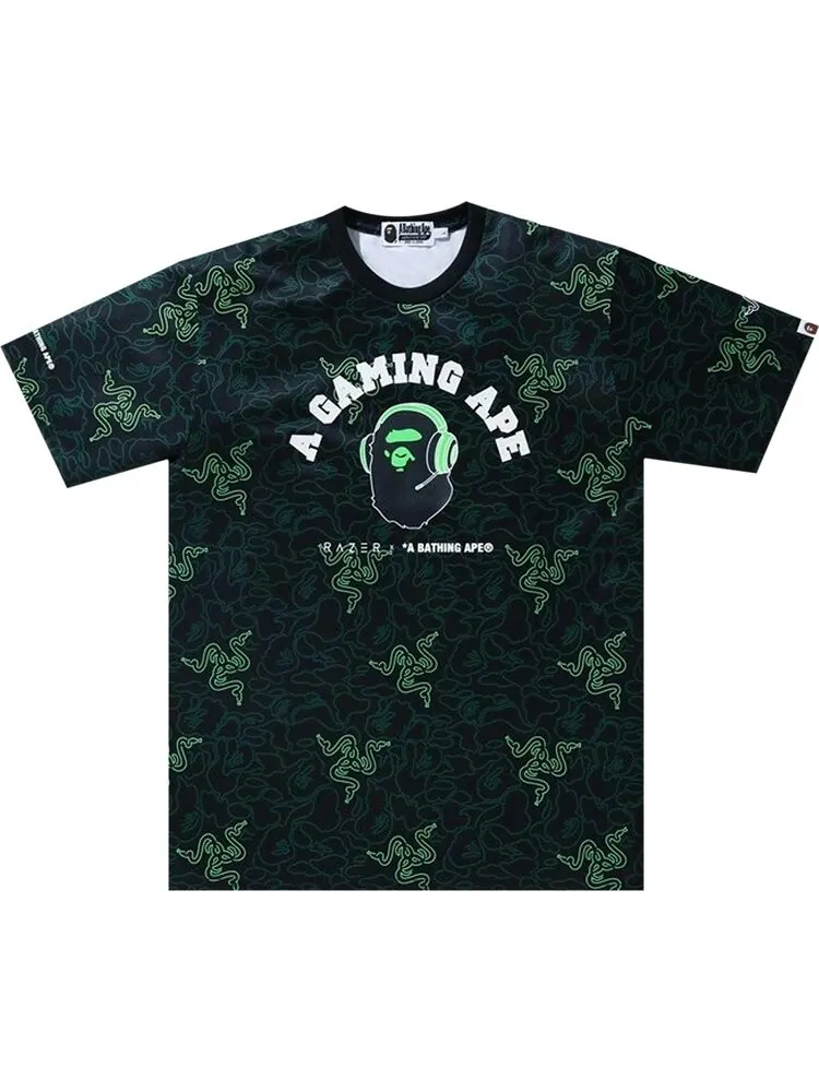 Футболка BAPE x Razer Neon Camo Team Tee 'Green' — изображение 1 из 2, зеленый