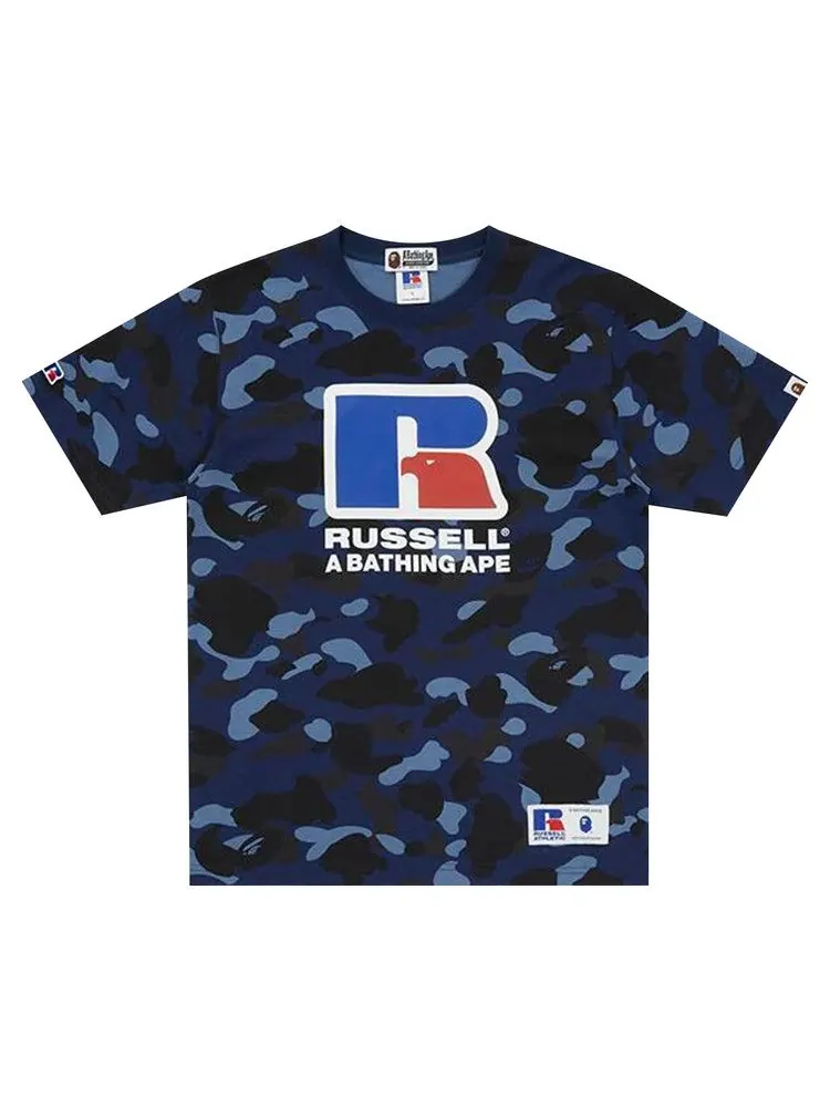 Футболка BAPE x Russell Athletic Color Camo Tee — изображение 1 из 1, темно-синий