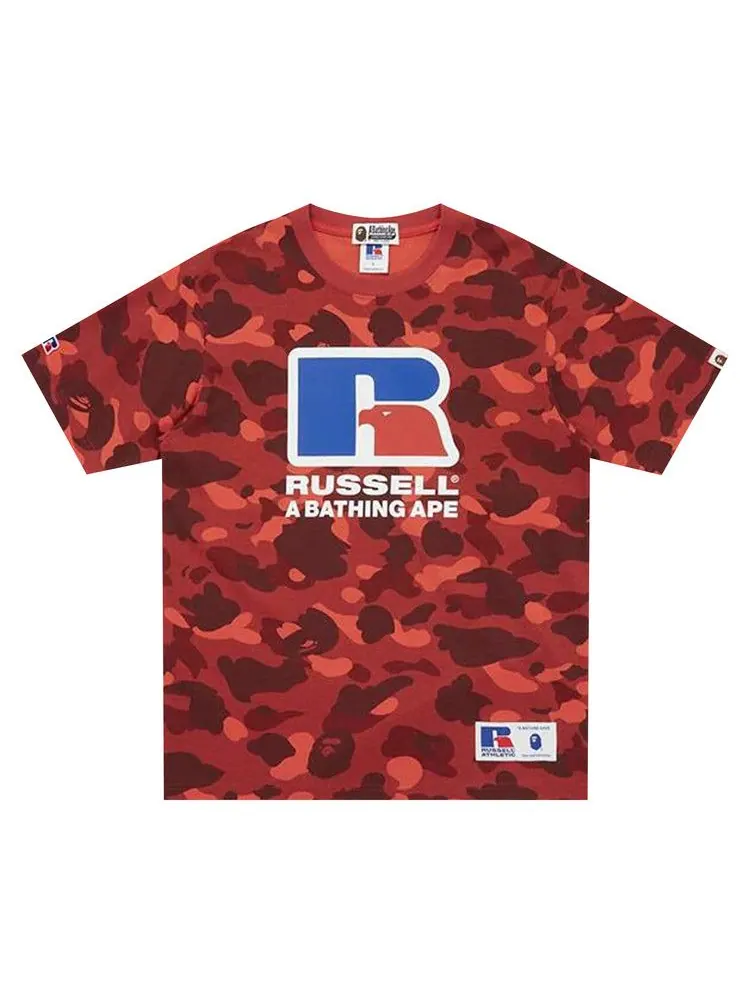Футболка BAPE x Russell Athletic Color Camo Tee — изображение 1 из 1, красный