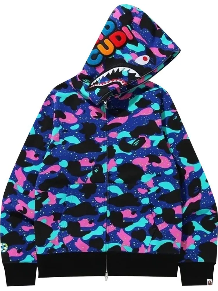 Худи BAPE x Kid Cudi Shark Full Zip Hoodie 'Navy' — изображение 1 из 2, мульти