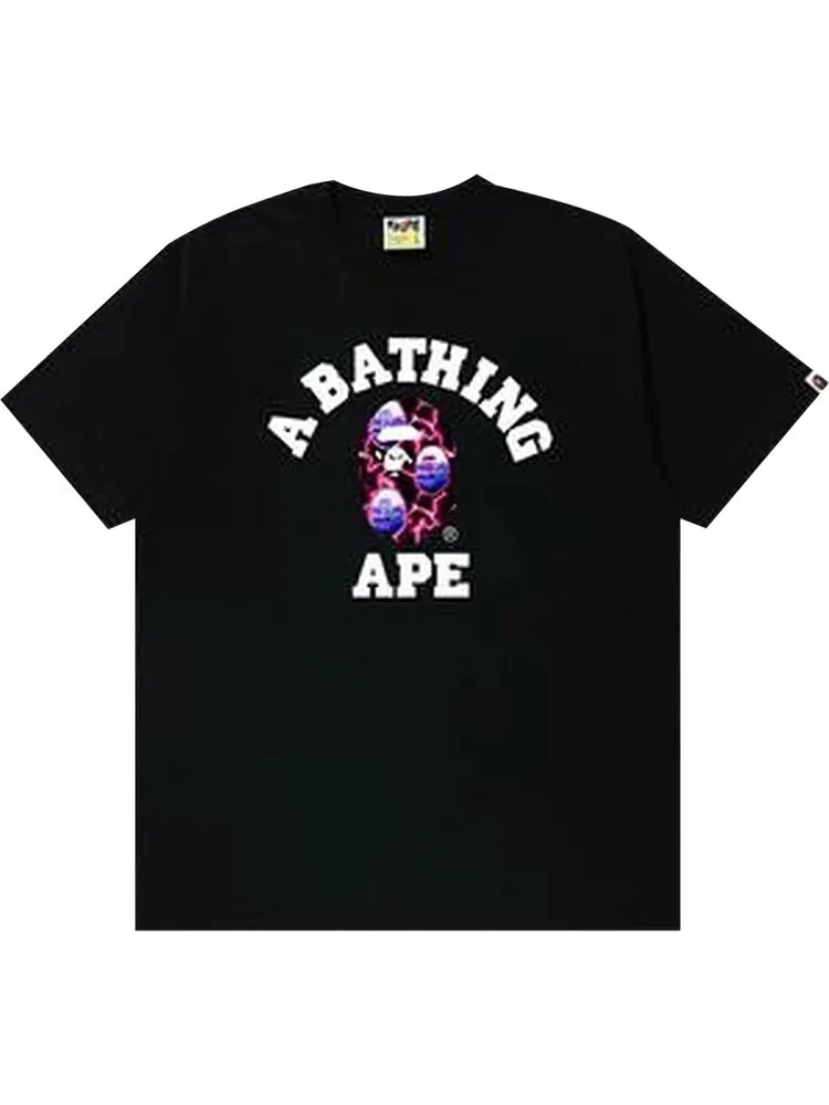 Футболка BAPE Lightning College Tee 'Black/Black' — изображение 1 из 1, черный