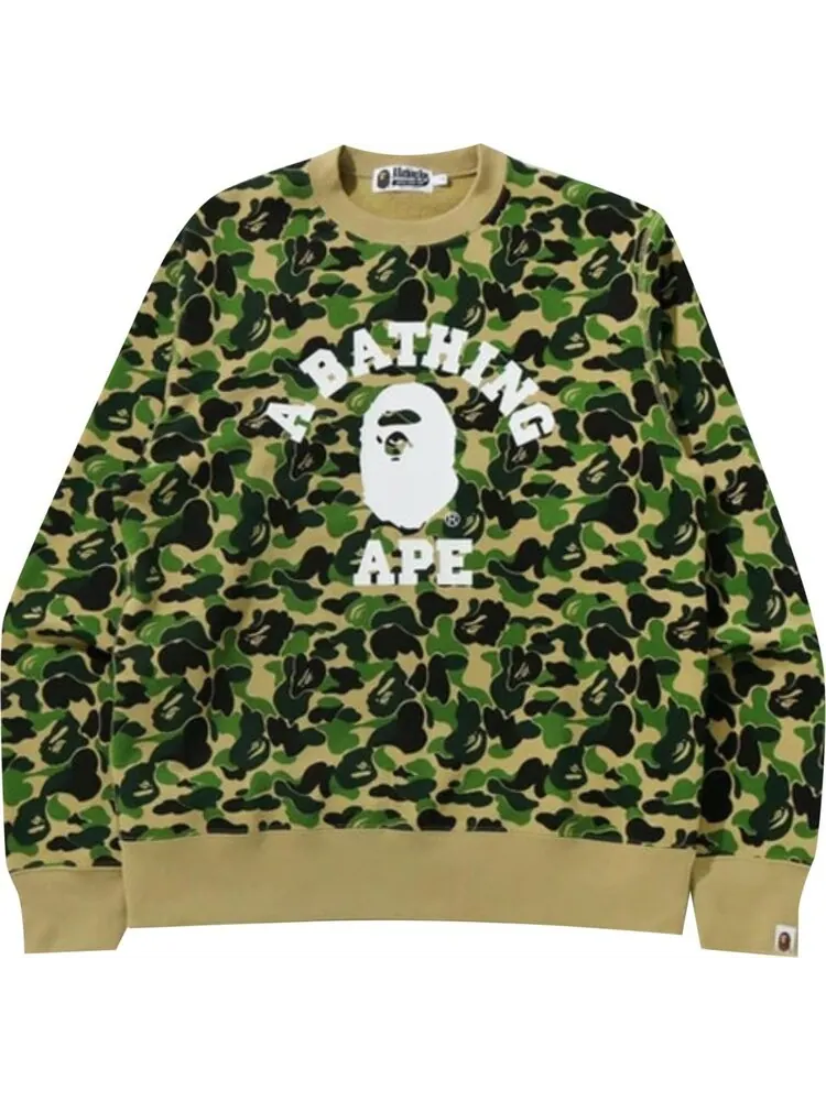 Толстовка BAPE ABC Camo College Wide Crewneck 'Green' — изображение 1 из 1, зеленый