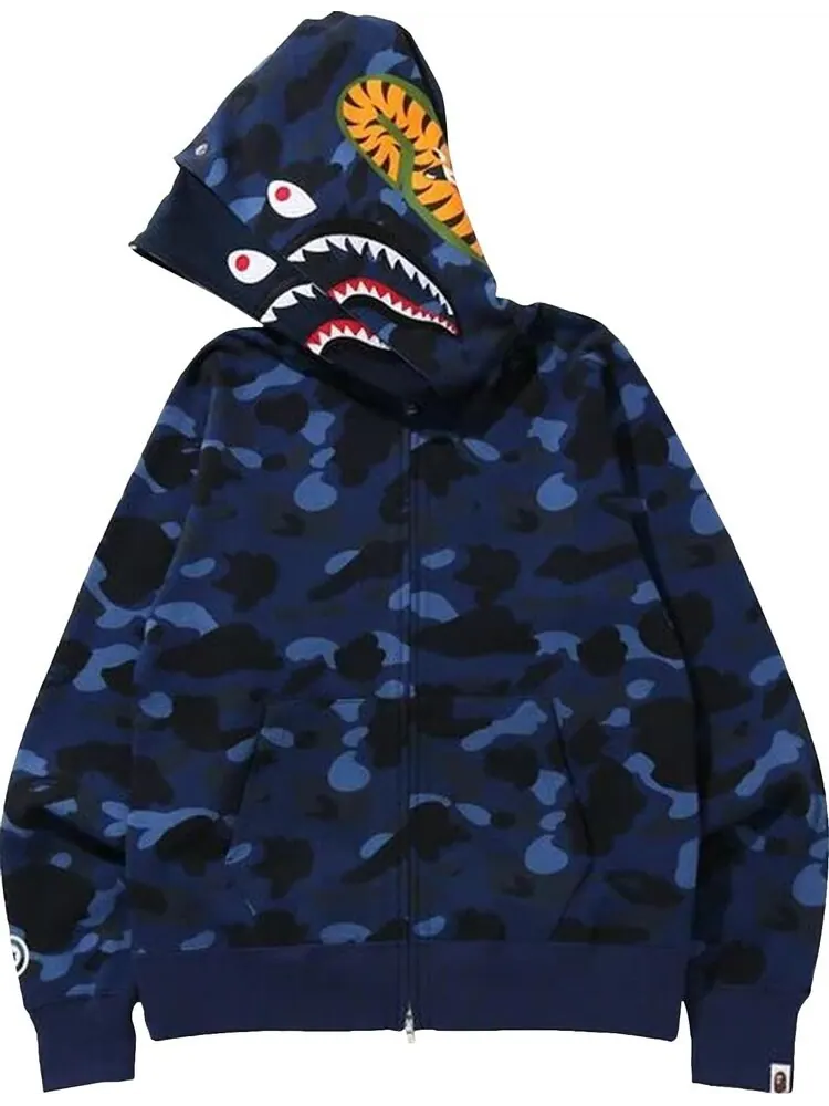 Худи BAPE Color Camo Shark Wide Full Zip Double Hoodie 'Navy' — изображение 2 из 3, синий