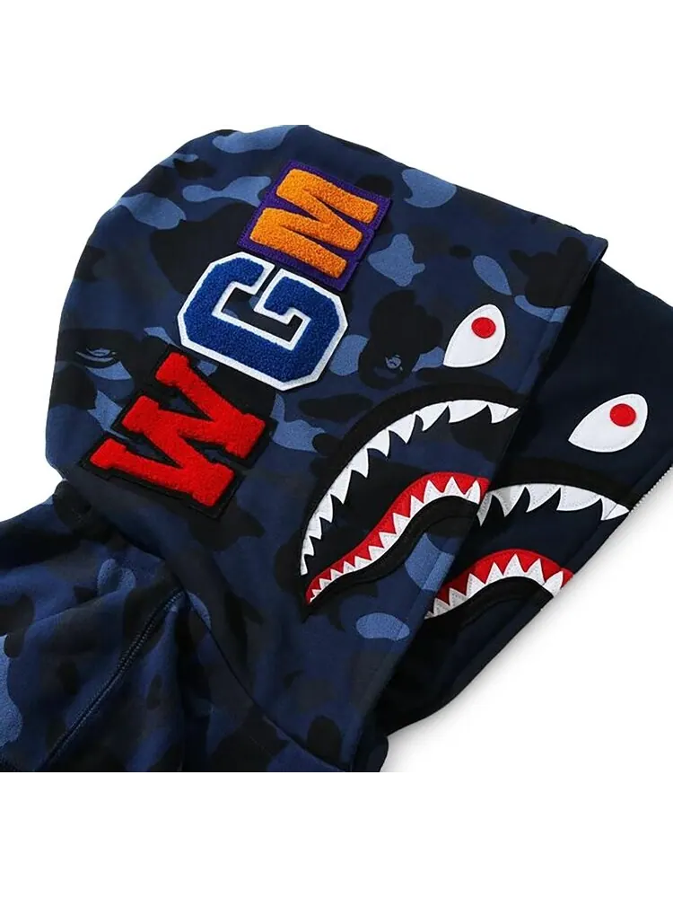 Худи BAPE Color Camo Shark Wide Full Zip Double Hoodie 'Navy' — изображение 3 из 3, синий