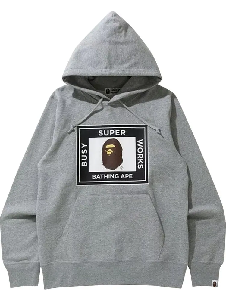 Худи BAPE Super Busy Works Pullover Hoodie 'Grey' — изображение 1 из 1, серый