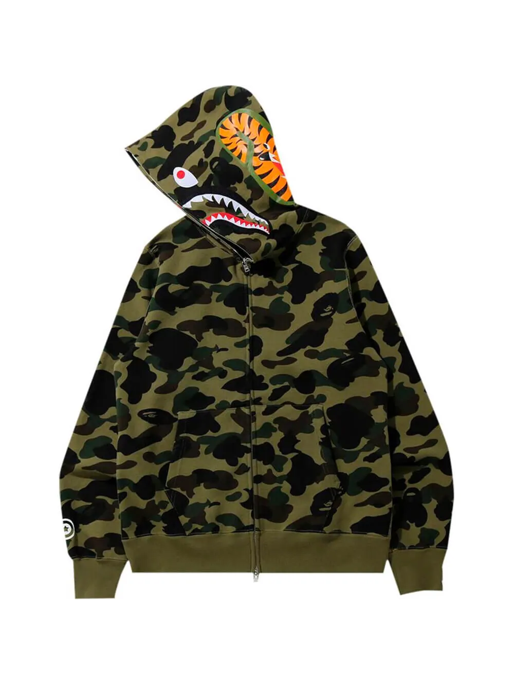 Худи BAPE 1st Camo Shark Full Zip 'Green' — зеленый
