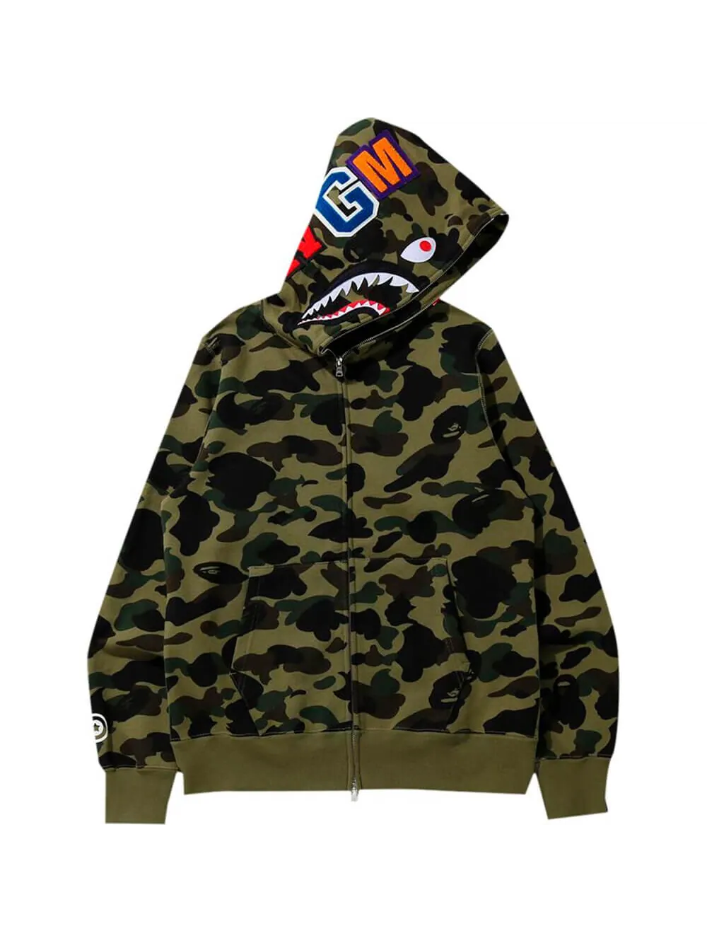 Худи BAPE 1st Camo Shark Full Zip 'Green' — изображение 2 из 2, зеленый