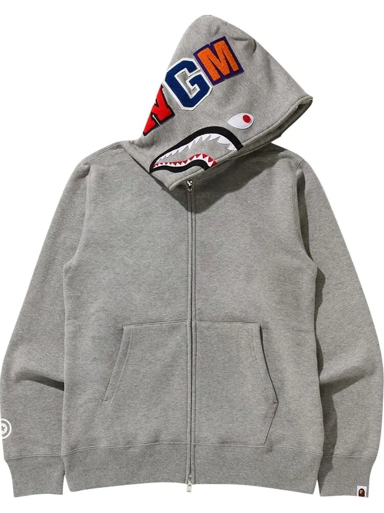 Худи BAPE Shark Full Zip Hoodie 'Grey' — изображение 1 из 2, серый