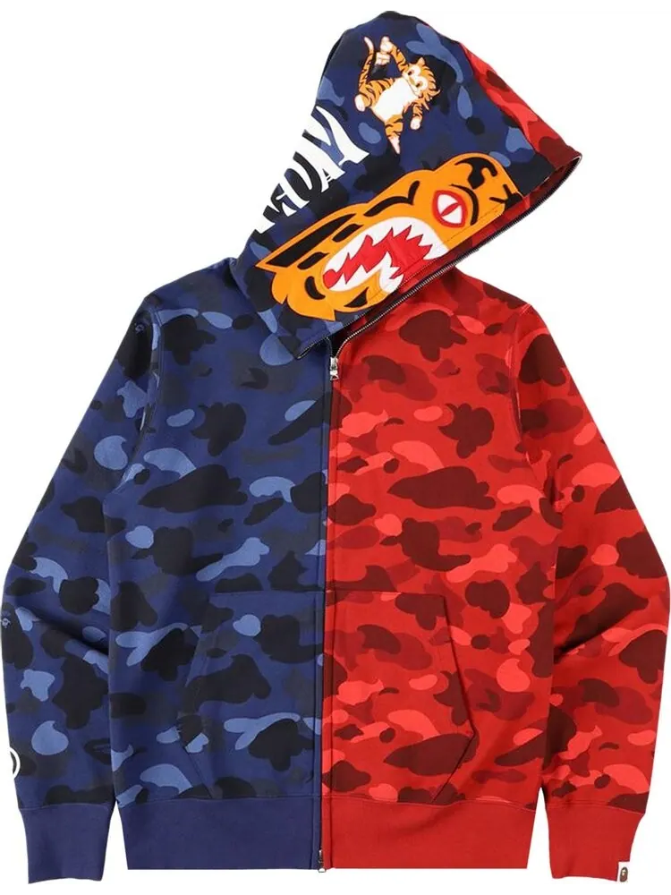 Худи BAPE Color Camo Tiger Shark Half Full Zip Hoodie 'Navy' — изображение 1 из 3, синий
