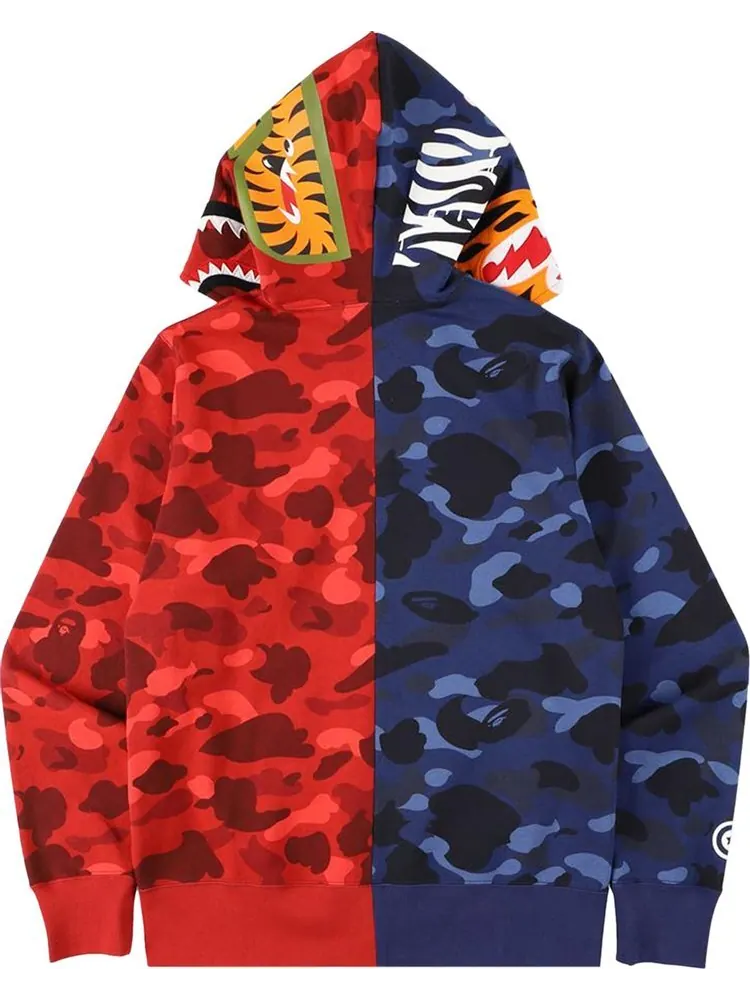 Худи BAPE Color Camo Tiger Shark Half Full Zip Hoodie 'Navy' — изображение 3 из 3, синий