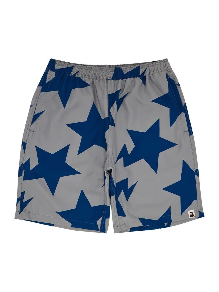 Шорты BAPE Sta Pattern Beach Shorts — изображение 1 из 3, серый/синий