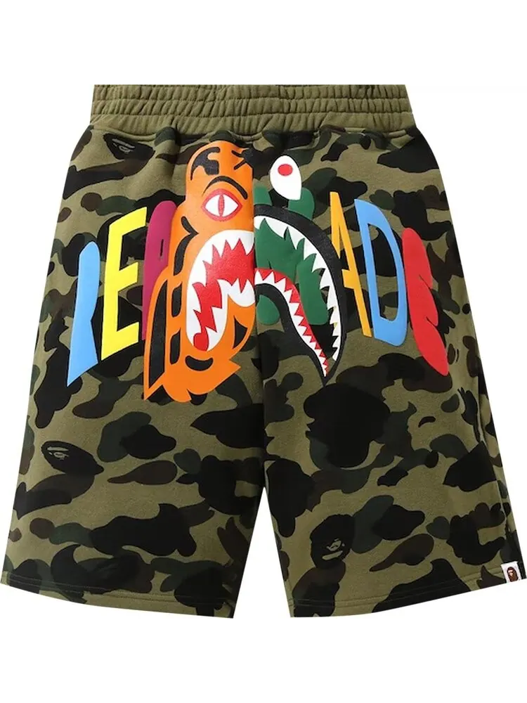 Шорты BAPE x READYMADE Tiger Shark Wide Sweat Shorts 'Green' — изображение 1 из 1, зеленый