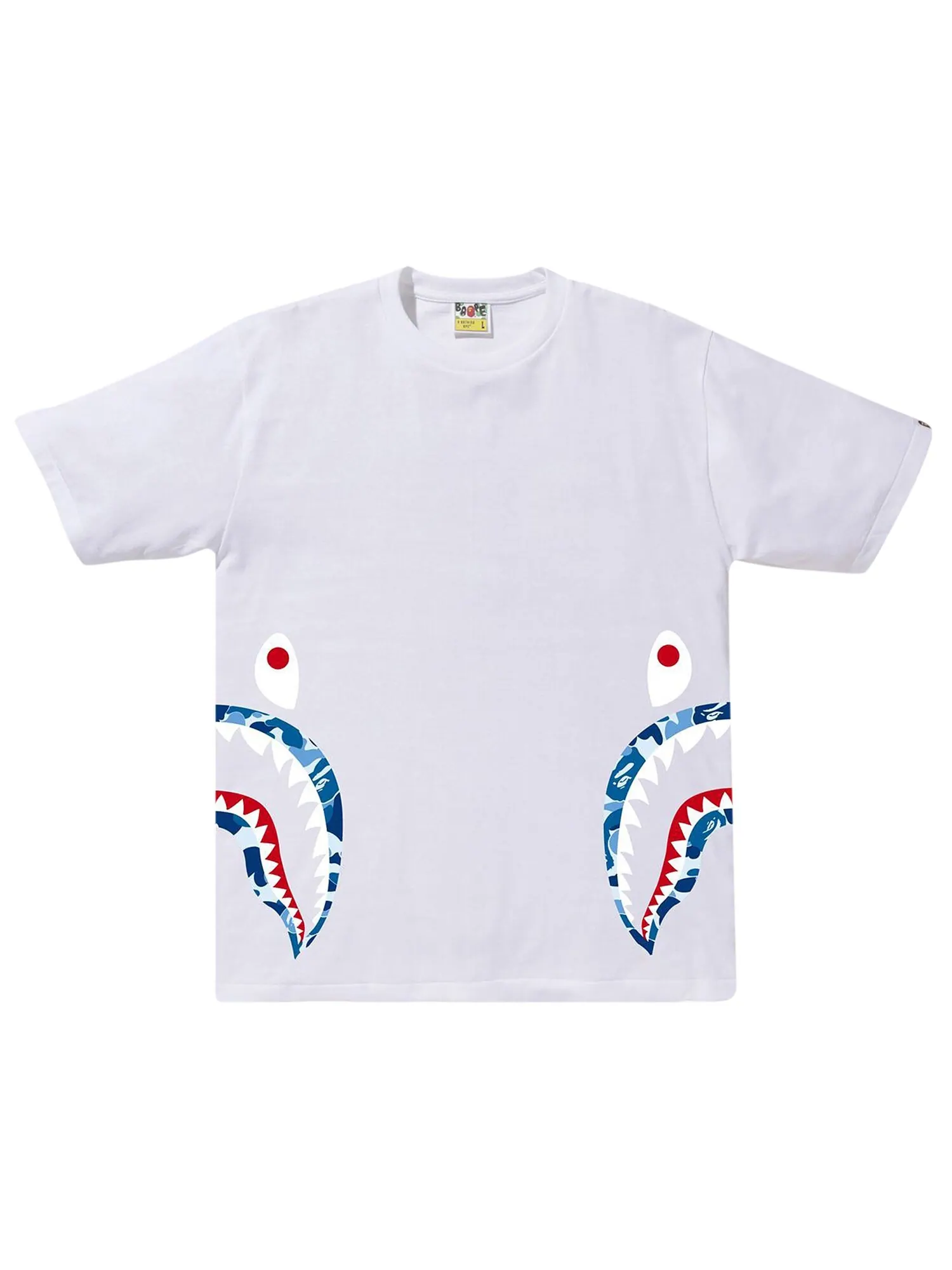 BAPE ABC Камуфляжная футболка с изображением акулы — изображение 1 из 2, белый/синий