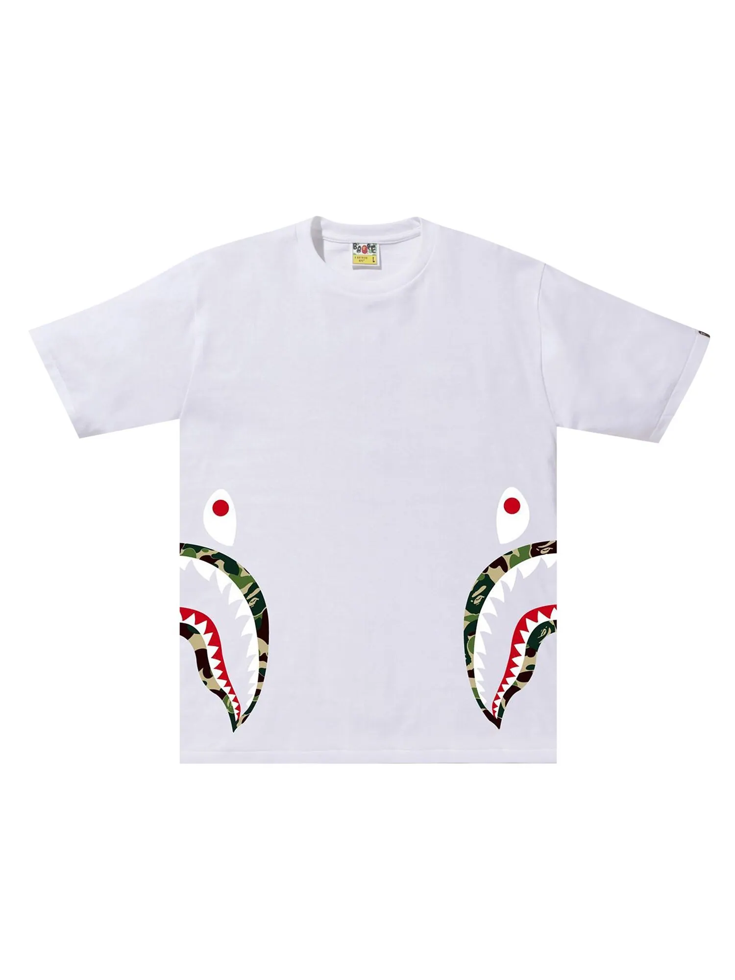 BAPE ABC Камуфляжная футболка с изображением акулы — изображение 1 из 1, белый/зеленый