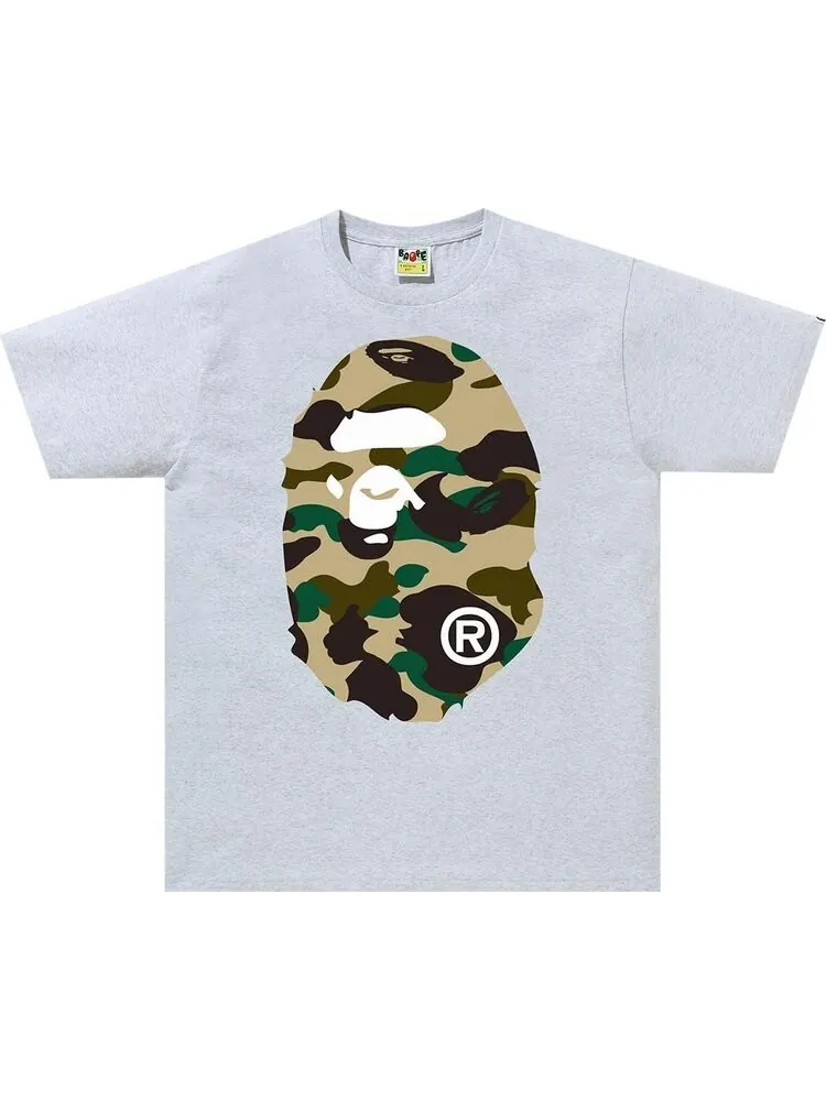 Футболка BAPE 1st Camo Big Ape Head Tee 'Grey/Yellow' — изображение 1 из 2, серый