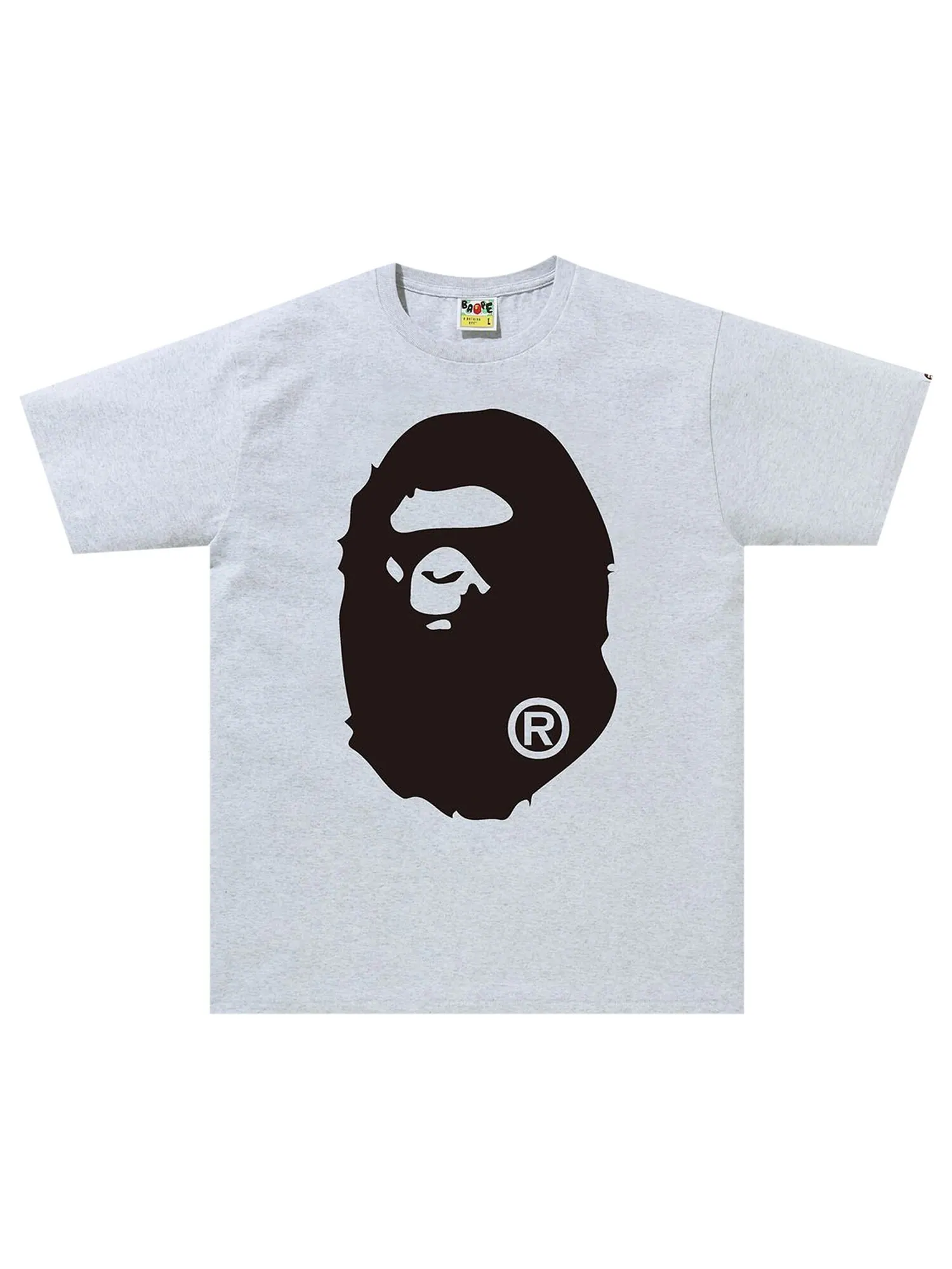 Двухцветная футболка BAPE Big Ape Head, серая — изображение 1 из 2, серый