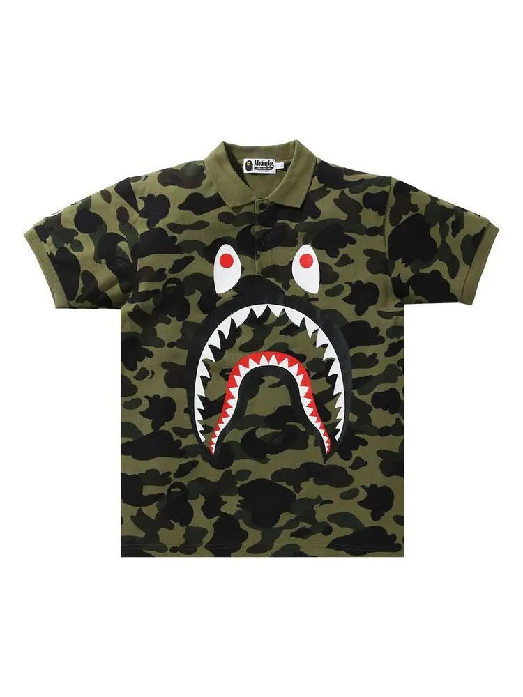 Поло BAPE 1st Camo Shark Polo — изображение 1 из 1, зеленый