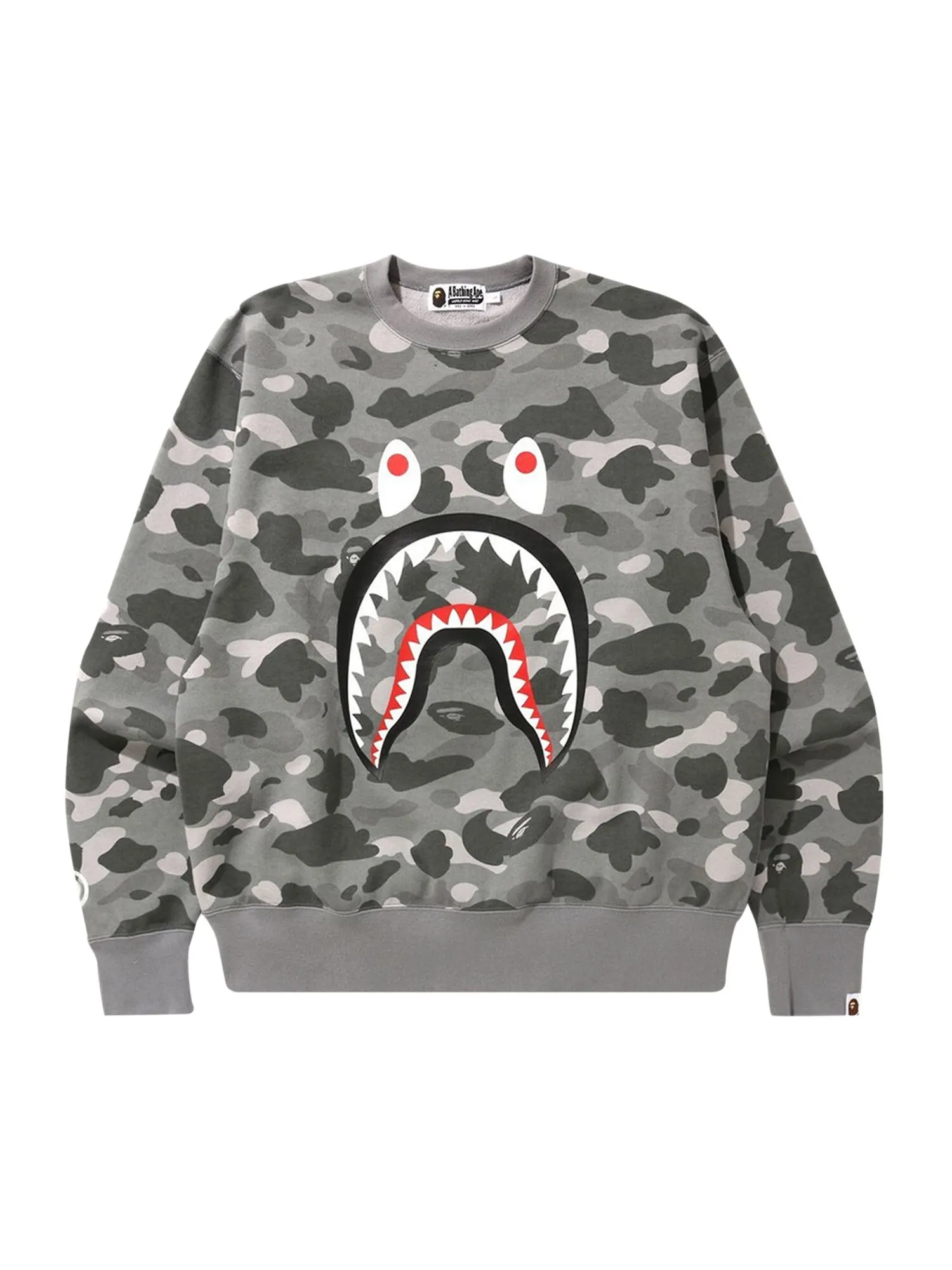 BAPE Color Camo Shark Свободного кроя с круглым вырезом — изображение 1 из 2, серый