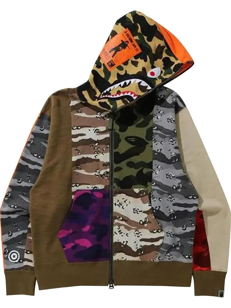Худи BAPE Crazy Camo Mad Shark Relaxed Full Zip Hoodie 'Multi' — изображение 1 из 2, мульти