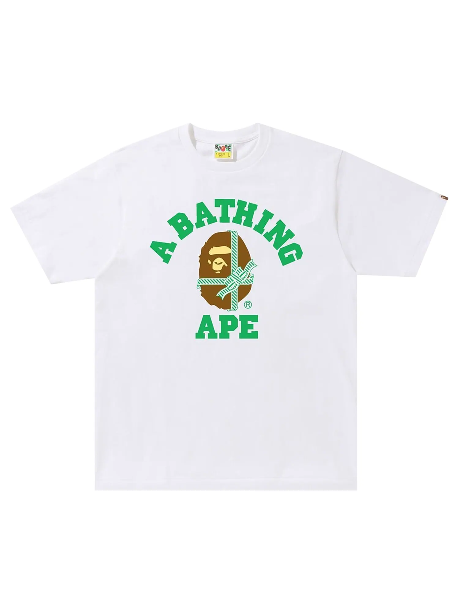 Рождественская футболка BAPE College — изображение 1 из 1, белый/зеленый