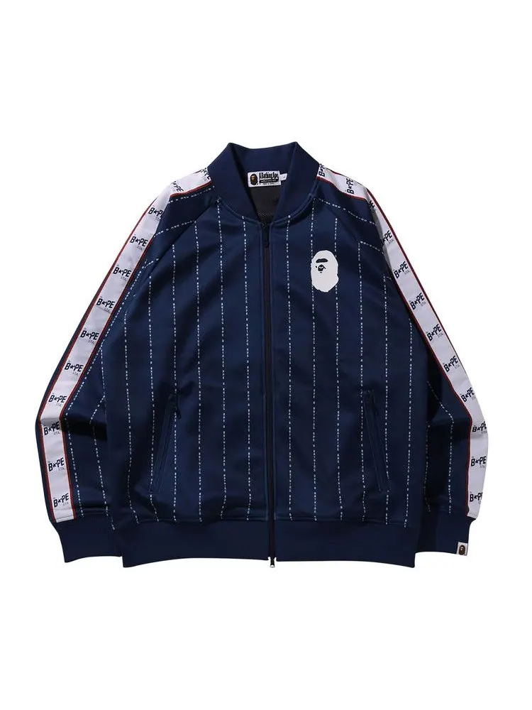 Куртка BAPE Text Stripe Jersey Top — изображение 1 из 2, темно-синий