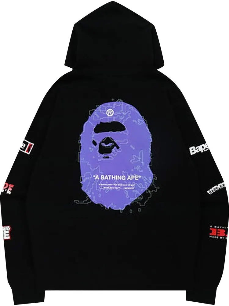 Худи BAPE Big Ape Head Digital Mosaic Relaxed Fit Full Zip Hoodie 'Black' — изображение 2 из 2, черный