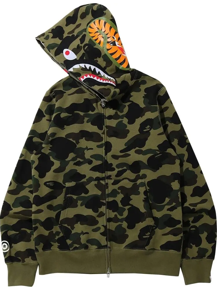 Худи BAPE 1st Camo Shark Full Zip Hoodie 'Green' — изображение 2 из 2, зеленый