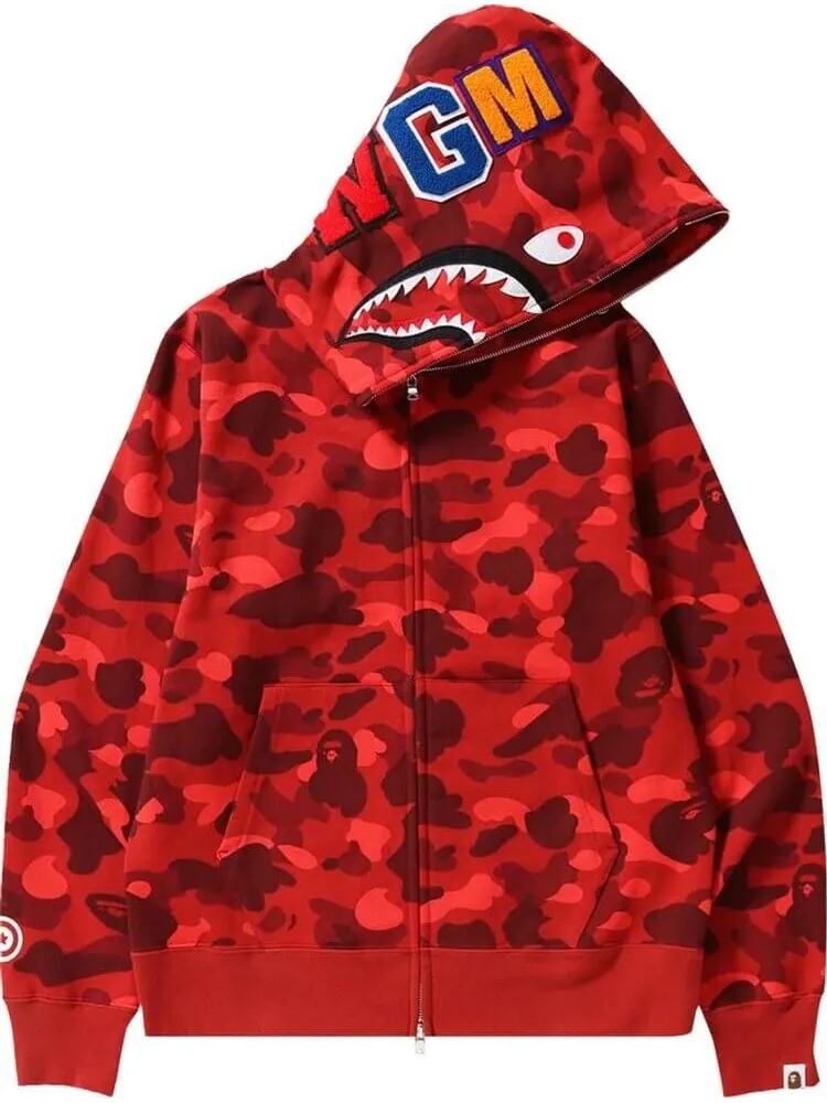 Худи BAPE Color Camo Shark Full Zip 'Navy' — изображение 2 из 2, красный