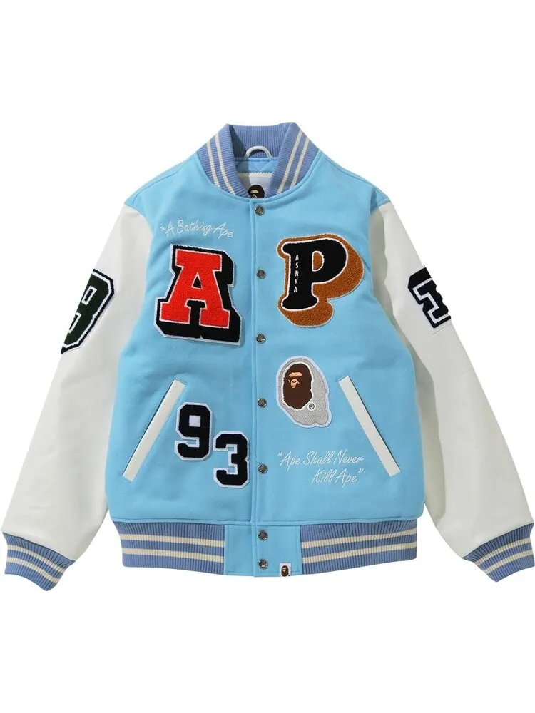 Куртка BAPE Crazy Patch Varsity Jacket 'Sax' — изображение 1 из 2, синий