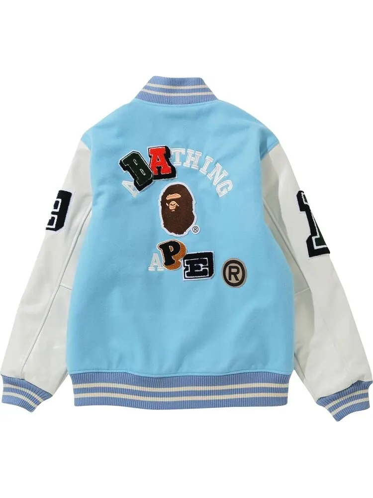 Куртка BAPE Crazy Patch Varsity Jacket 'Sax' — изображение 2 из 2, синий