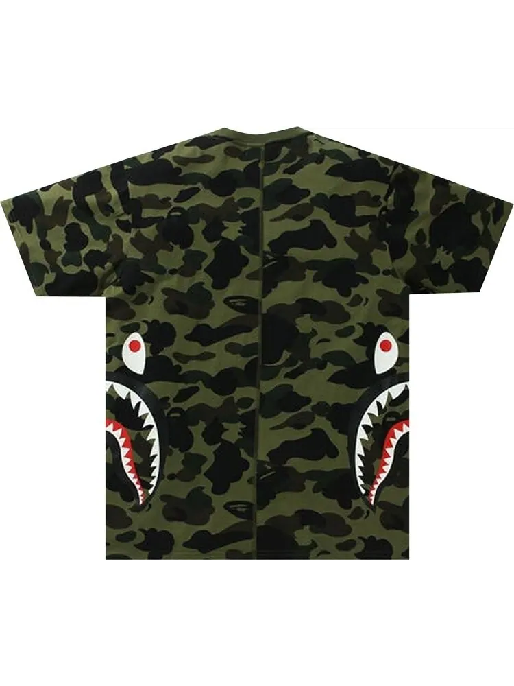Футболка BAPE 1st Camo Side Shark Tee 'Green' — изображение 2 из 2, зеленый