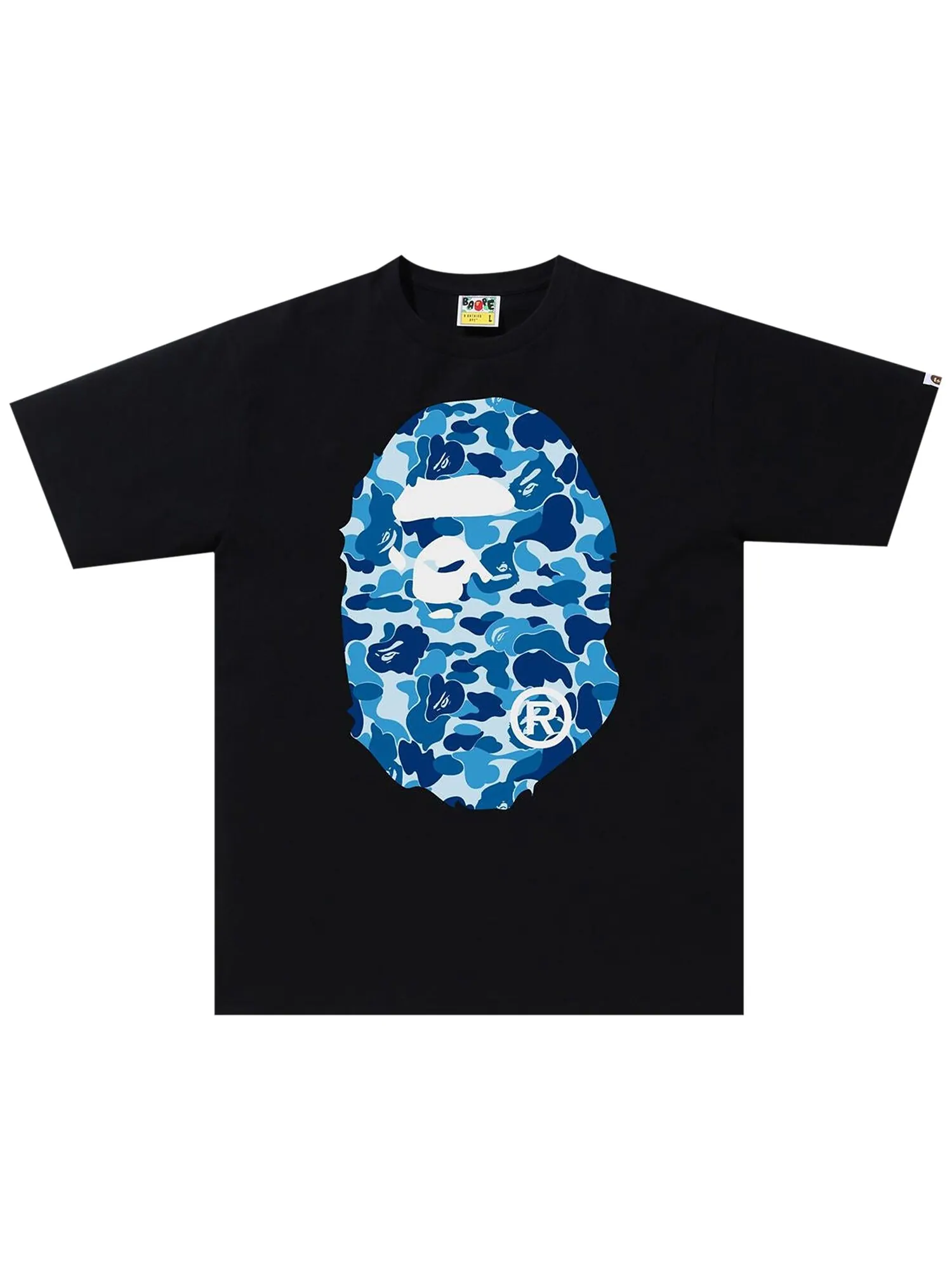 BAPE ABC Камуфляжная футболка с головой большой обезьяны — изображение 1 из 2, черный/синий