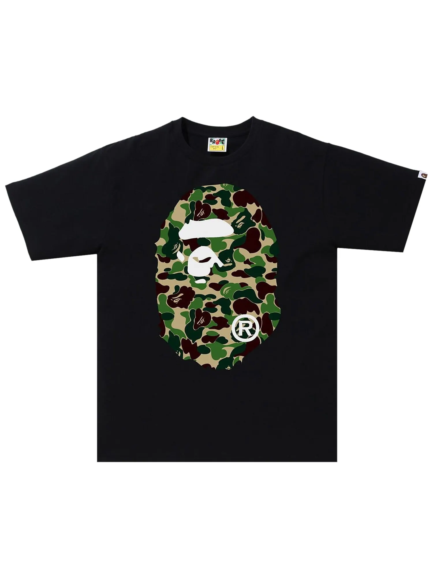 BAPE ABC Камуфляжная футболка с головой большой обезьяны — изображение 1 из 2, черный/зеленый
