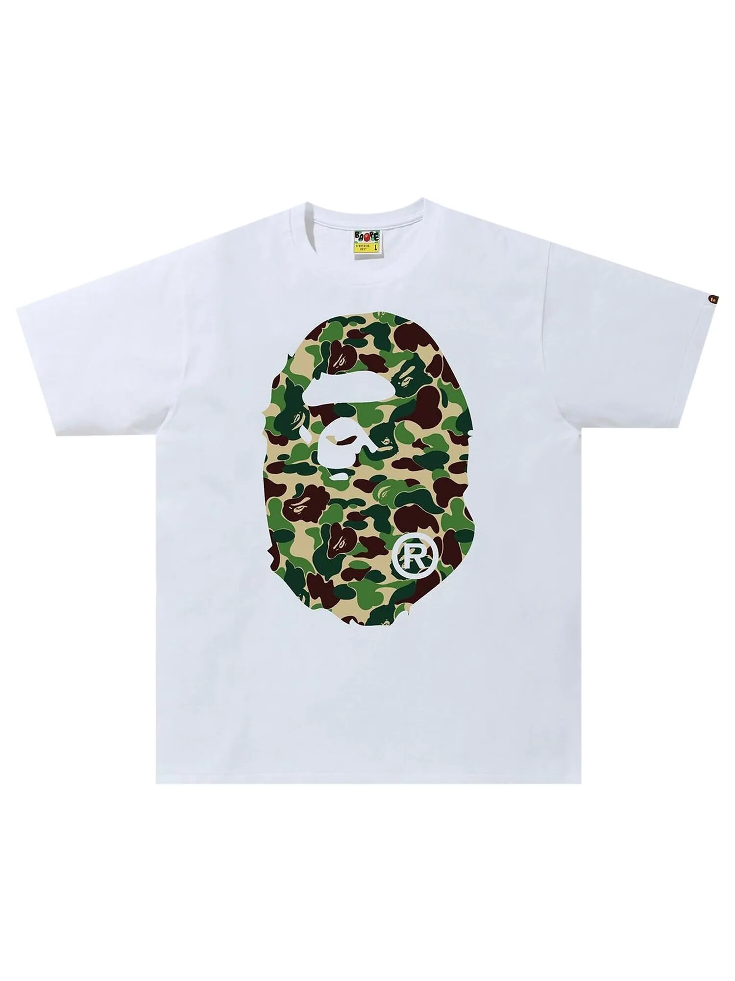 BAPE ABC Камуфляжная футболка с головой большой обезьяны — изображение 1 из 1, белый/зеленый