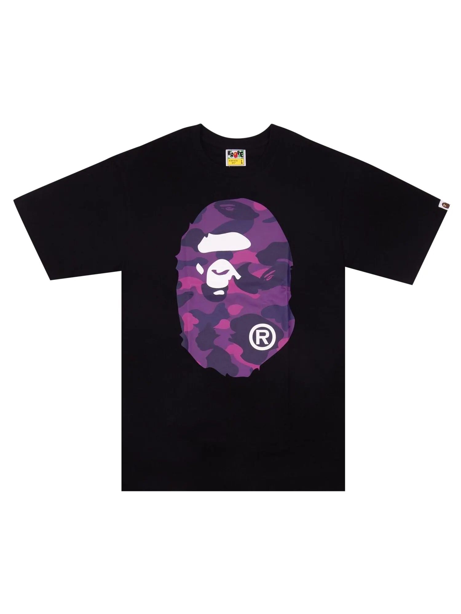 Футболка BAPE Color Camo Big Ape Head — изображение 1 из 1, черный/фиолетовый