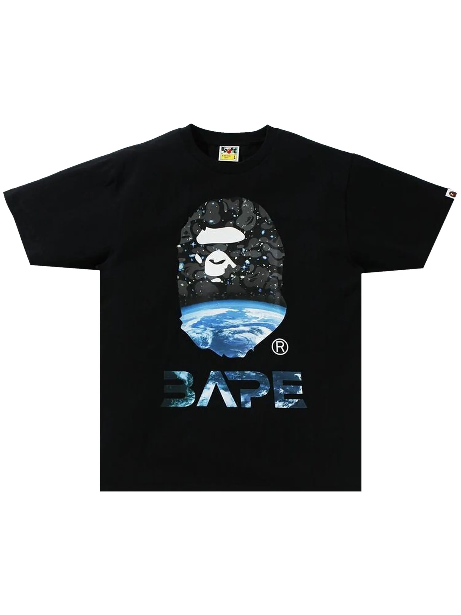 Футболка BAPE Space Camo с изображением головы обезьяны — изображение 1 из 2, черный