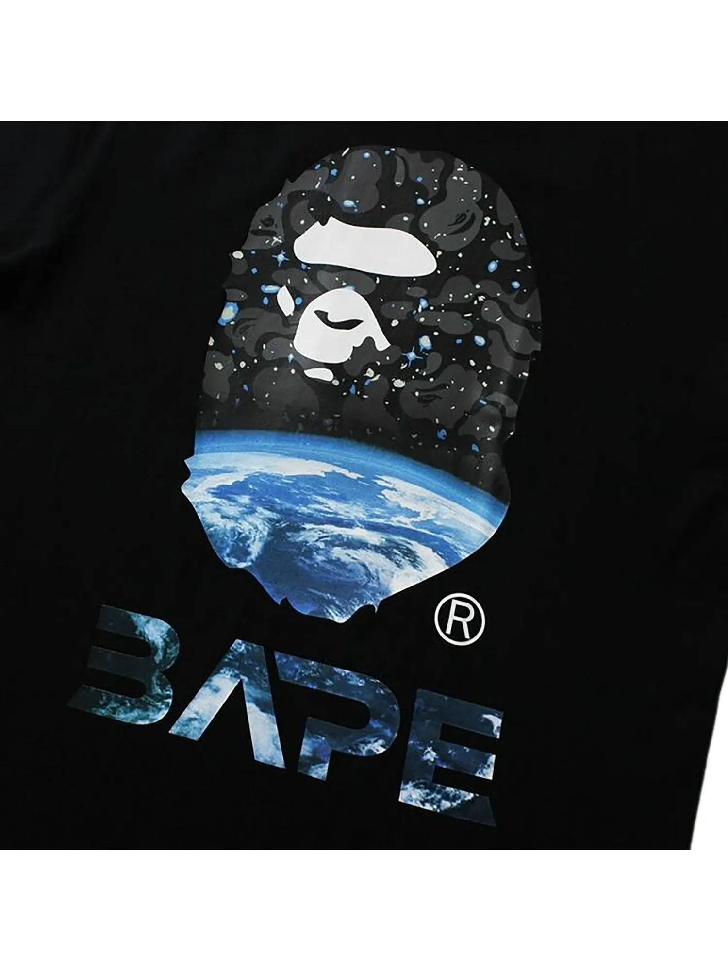Футболка BAPE Space Camo с изображением головы обезьяны — изображение 2 из 2, черный