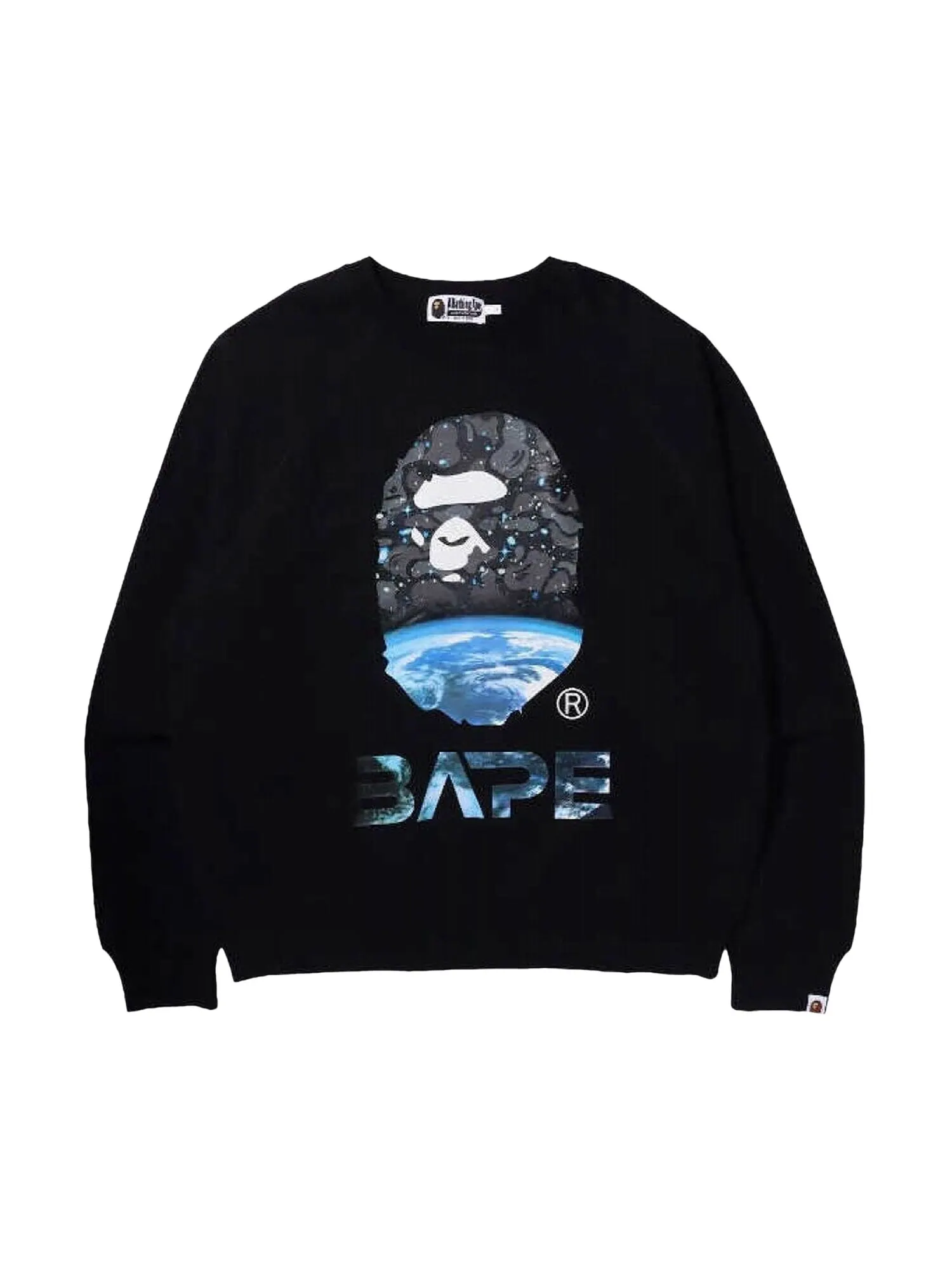 BAPE Свободный крой с круглым вырезом в виде головы обезьяны в космическом камуфляже — изображение 1 из 1, черный