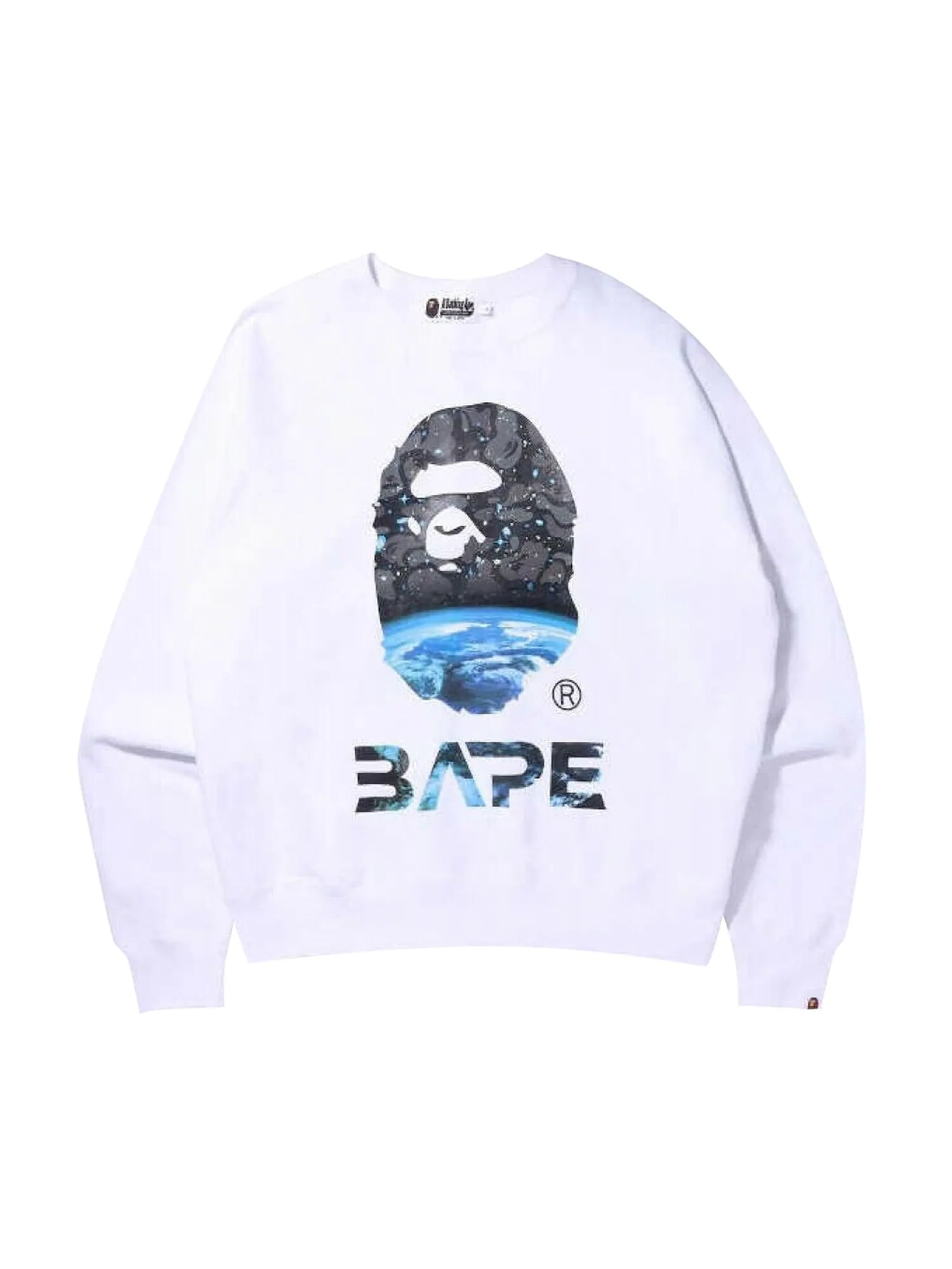 BAPE Свободный крой с круглым вырезом в виде головы обезьяны в космическом камуфляже — изображение 1 из 1, белый